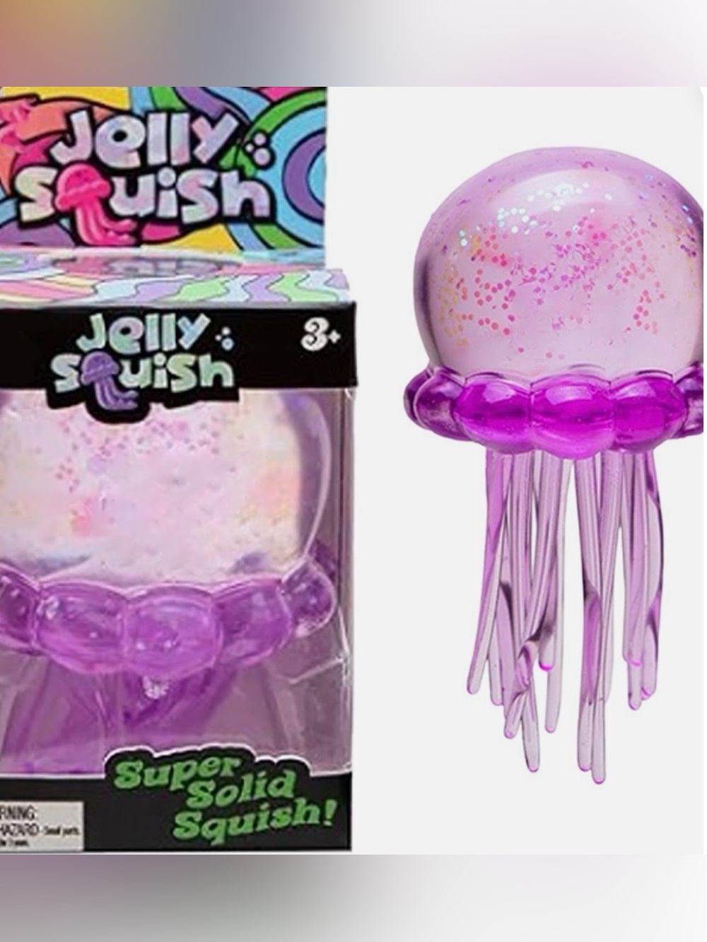 Nee Doh Jelly Squish Super Solid Jellyfish Squeeze Toy, Purple